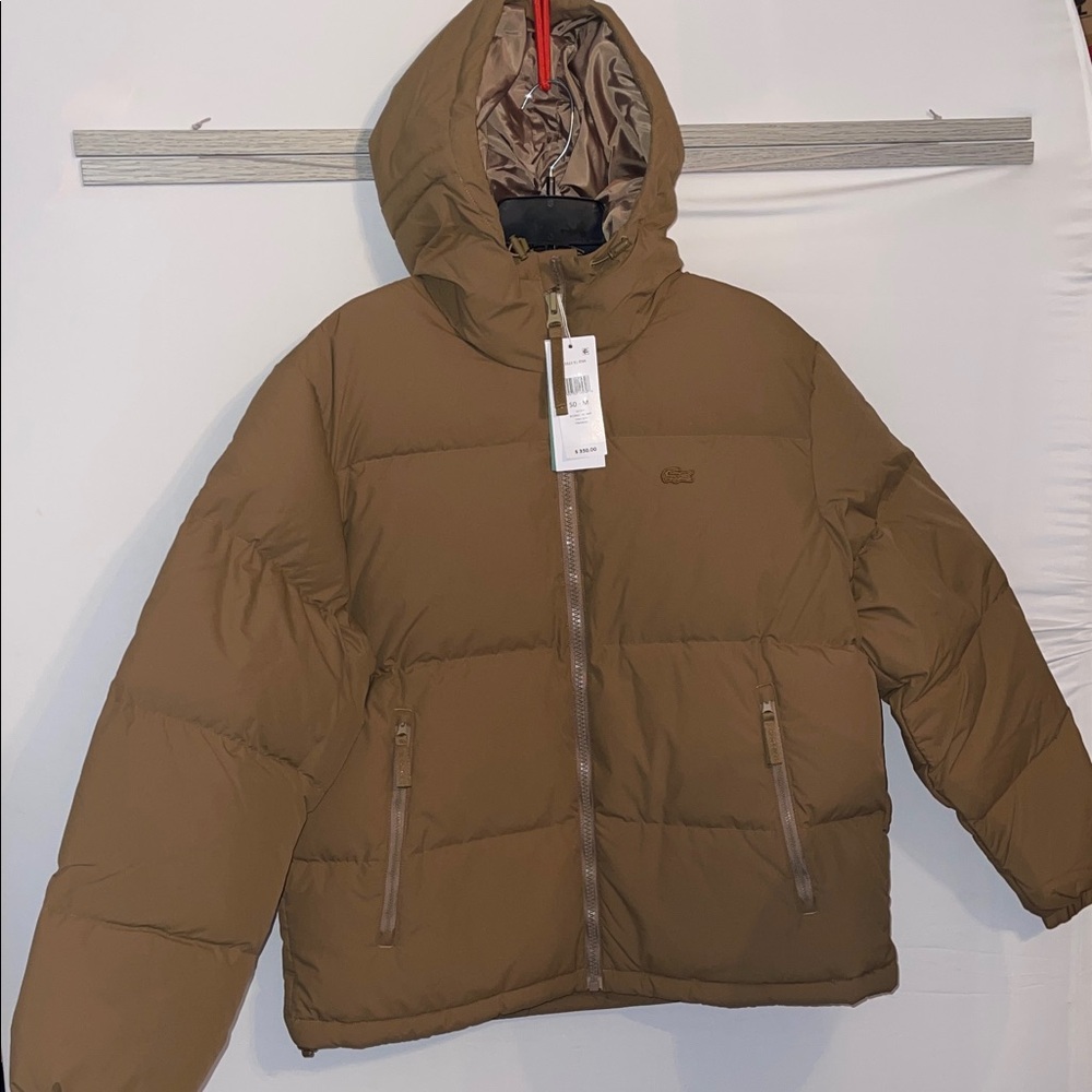 Lacoste mens Solid Full Zip Puffer Parka Jacket | MED